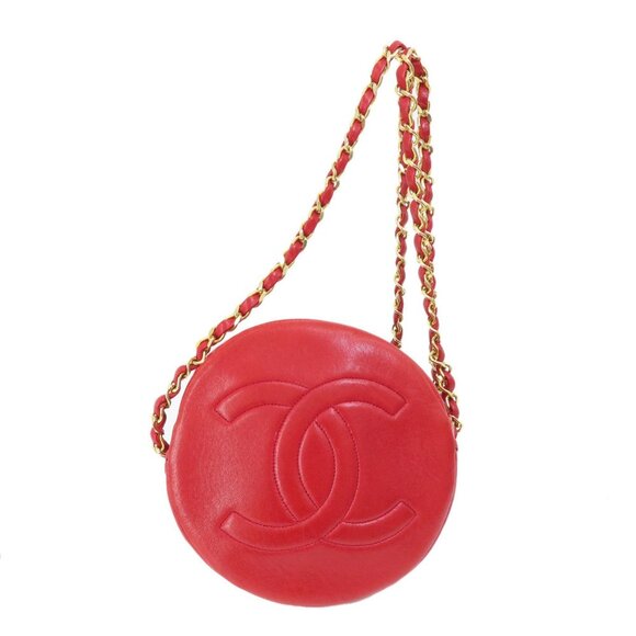 CHANEL Red Lambskin Leather Coco Mark Shoulder Bag - Picture 1 of 11